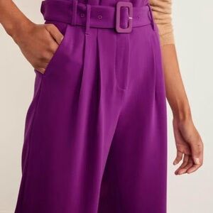 Boden Trouser Paper bag Belted High Waisted Purple